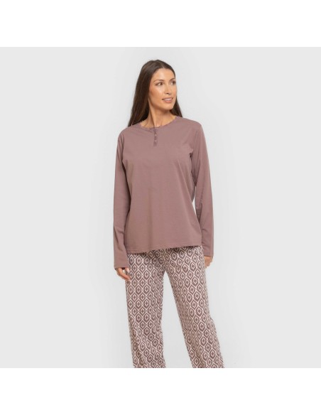 Pijama largo algodón Dimitri berenjena