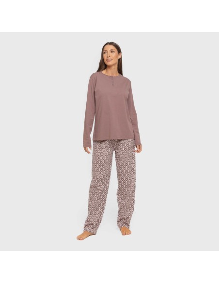 Pijama largo algodón Dimitri berenjena