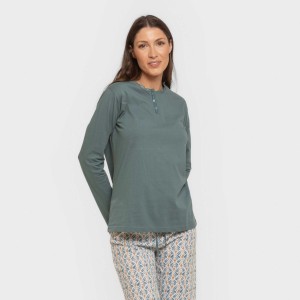 Pijama largo algodón Eloina agua marina