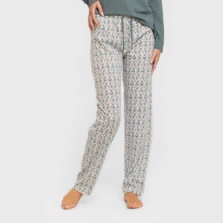 Pijama largo algodón Eloina agua marina