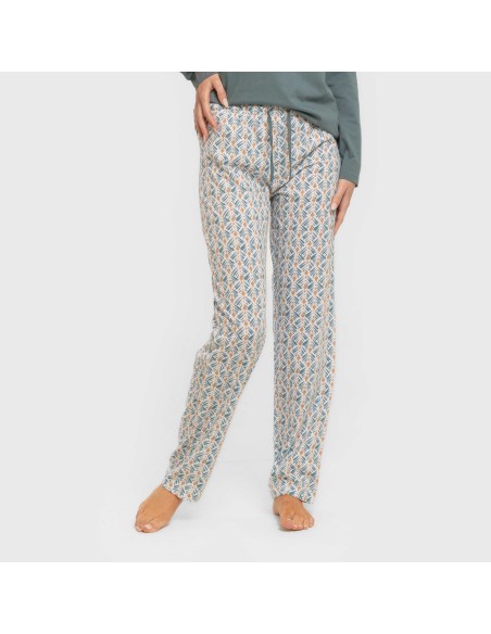 Pijama largo algodón Eloina agua marina