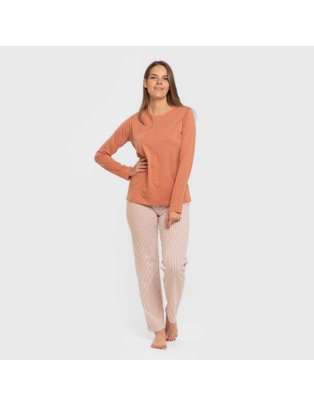 Pijama largo algodón Raya Mozarabe caldera