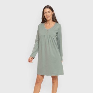 Camisón algodón manga larga encaje liso 2