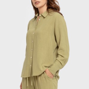 Camisa lino mujer lisa 2