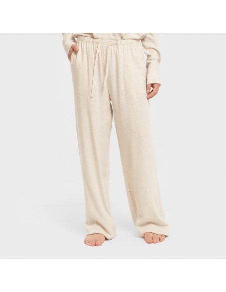 Pantalón largo lino mujer liso