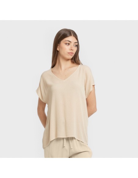 Camiseta manga fluida viscosa bambula lisa