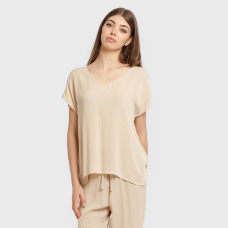 Camiseta manga fluida viscosa bambula lisa