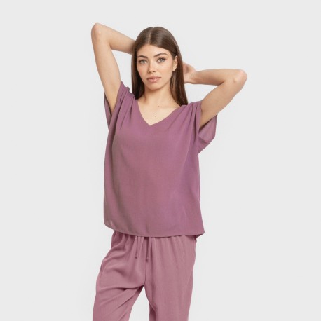 Camiseta manga fluida viscosa bambula lisa