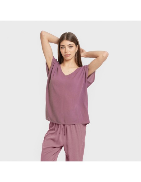 Camiseta manga fluida viscosa bambula lisa