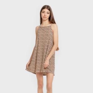 Vestido corto tirantes crepe Orlando marrón 2