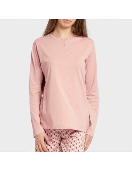 Pijama largo algodón Tana rosa keike