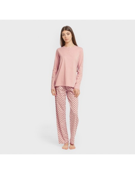 Pijama largo algodón Tana rosa keike