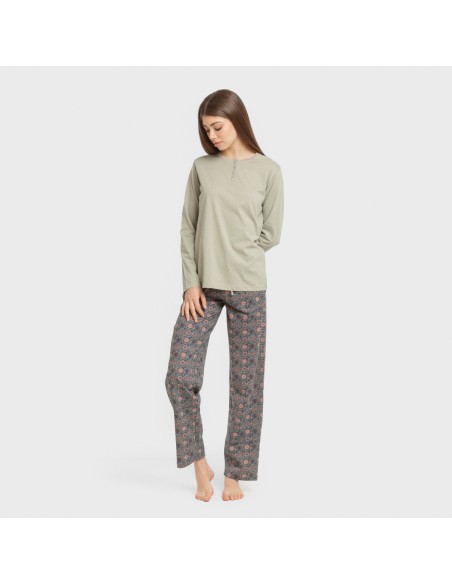 Pijama largo algodón Gabi verde claro