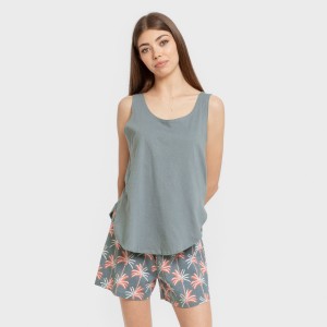 Pijama corto algodón Creta verde francés