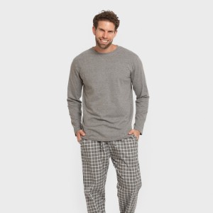 Pijama hombre franela Cuadro Roberto gris 2