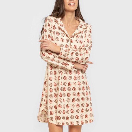 Camisón manga larga camisero algodón Brianda teja