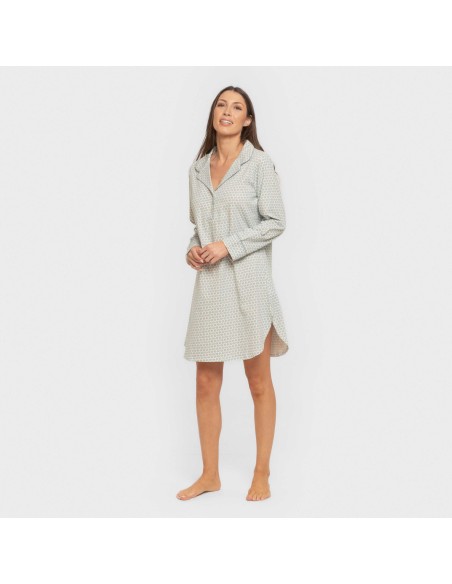 Camisón manga larga camisero algodón Dune indigo