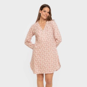 Camisón manga larga camisero algodón Medusa rosa 2