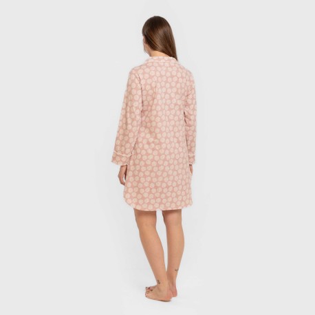 Camisón manga larga camisero algodón Medusa rosa