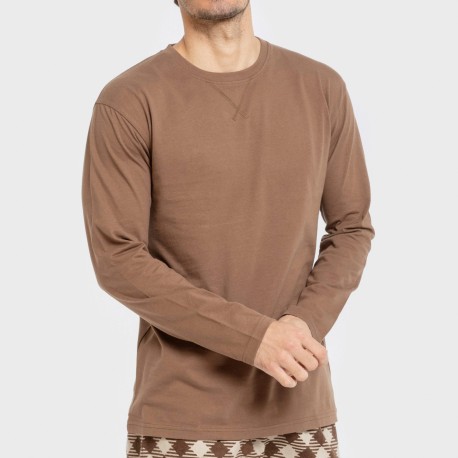 Pijama hombre franela Cuadro Bogota marrón