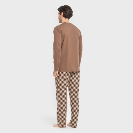 Pijama hombre franela Cuadro Bogota marrón