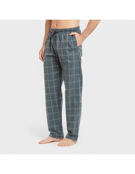 Pijama hombre franela Cuadro Andino verde azul claro