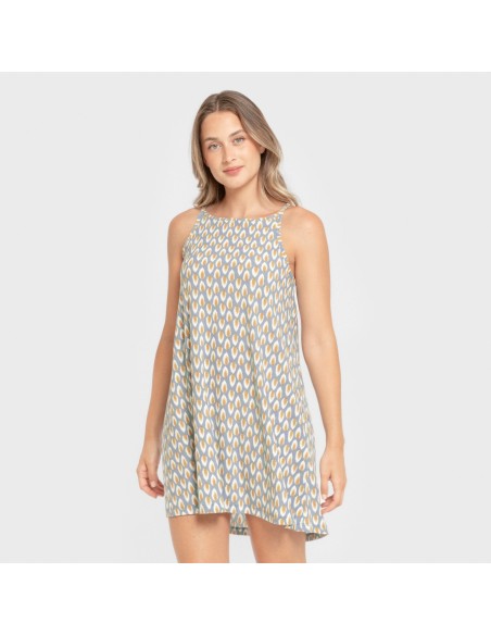 Vestido corto tirantes crepe Zac agua marina