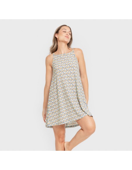 Vestido corto tirantes crepe Zac agua marina