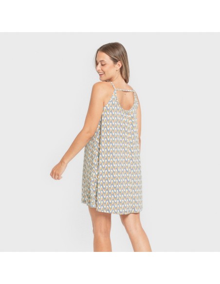 Vestido corto tirantes crepe Zac agua marina