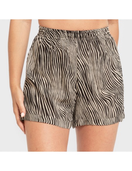 Pantalón corto viscosa bambula Drus beige - negro