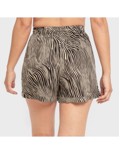 Pantalón corto viscosa bambula Drus beige - negro