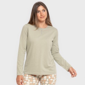 Pijama largo algodón Tebas verde cacería 2