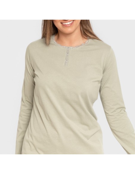 Pijama largo algodón Tebas verde cacería