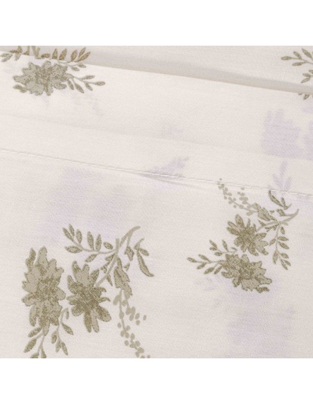 Juego de sábanas algodón percal Petri verde seco