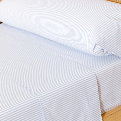 Juego de sábanas algodón percal Raya Kodac celeste