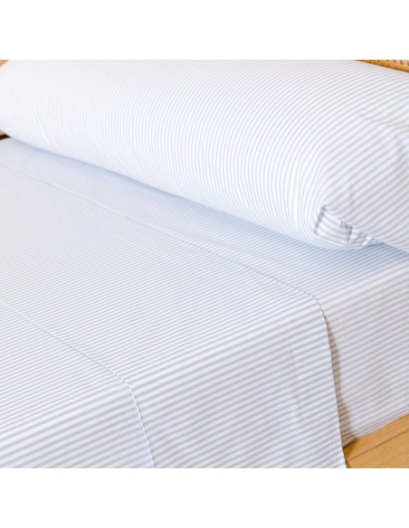 Juego de sábanas algodón percal Raya Kodac celeste
