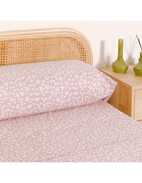 Juego de sábanas algodón percal Oniris malva