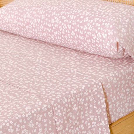Juego de sábanas algodón percal Oniris malva