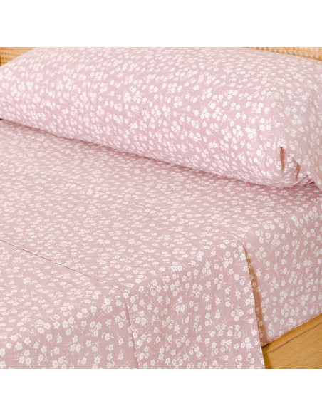 Juego de sábanas algodón percal Oniris malva
