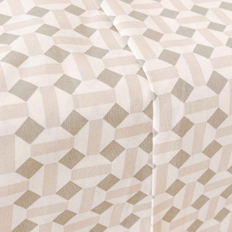 Juego de sábanas algodón Enrieta verde seco - topo