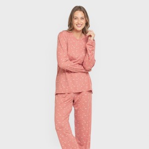 Pijama largo mujer soft Tabitha marsala 2