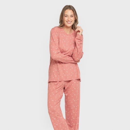 Pijama largo mujer soft Tabitha marsala