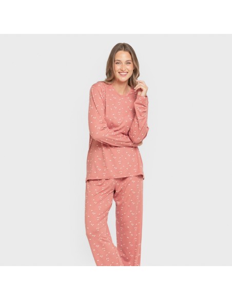 Pijama largo mujer soft Tabitha marsala