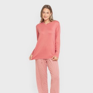 Pijama largo mujer soft Leonor marsala