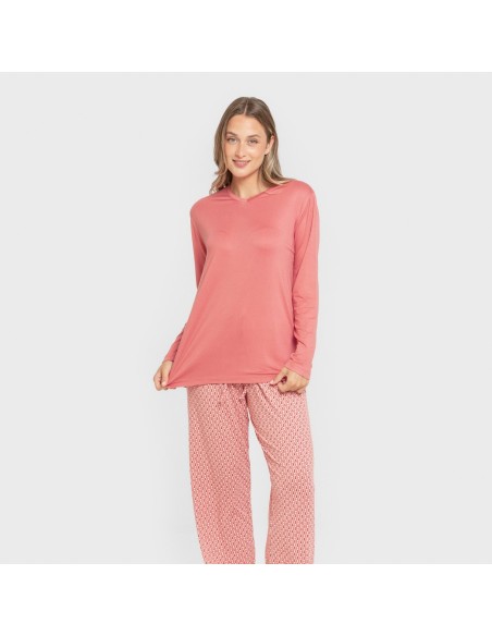 Pijama largo mujer soft Leonor marsala