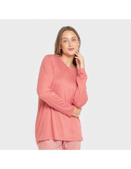 Pijama largo mujer soft Leonor marsala