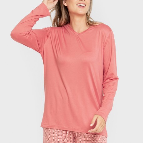 Pijama largo mujer soft Leonor marsala