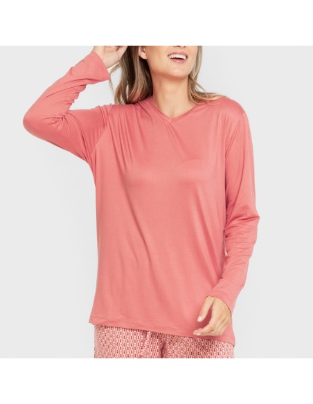 Pijama largo mujer soft Leonor marsala