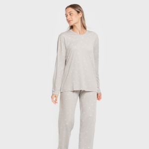 Pijama largo mujer soft Ambarina gris 2