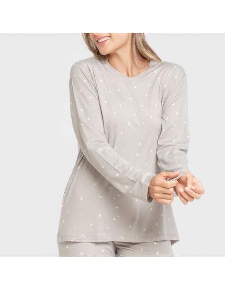 Pijama largo mujer soft Ambarina gris
